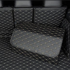 Leather Car Boot Foldable Trunk Cargo Organizer Box Black/Gold Stitch Large