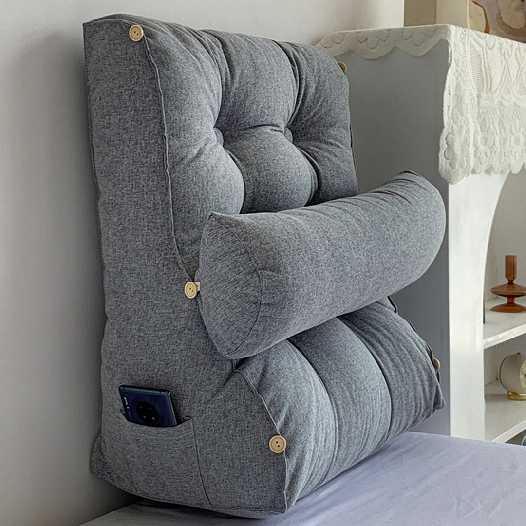 45cm Silver Wedge Lumbar Pillow