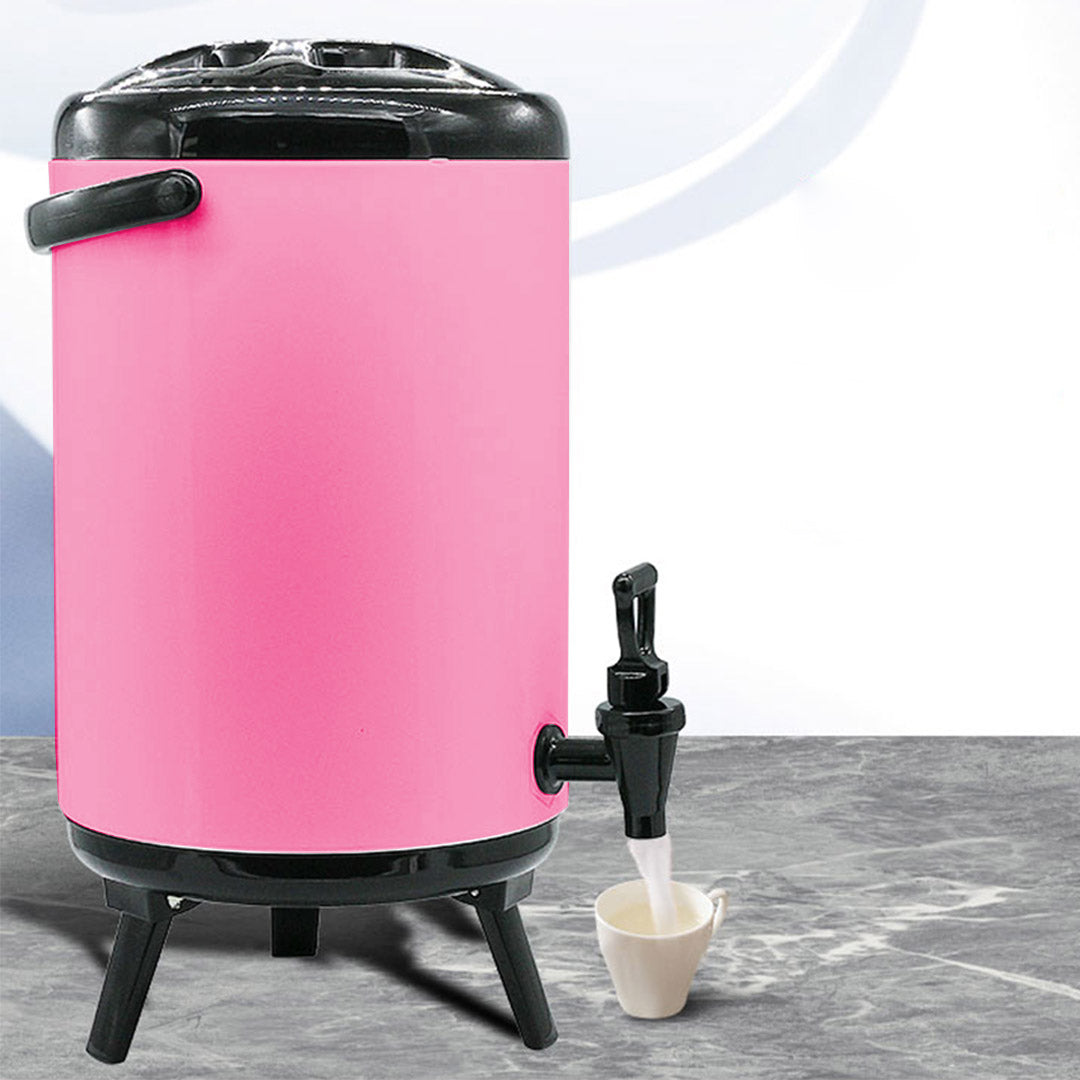 18L Stainless Steel Milk Tea Barrel with Faucet Pink