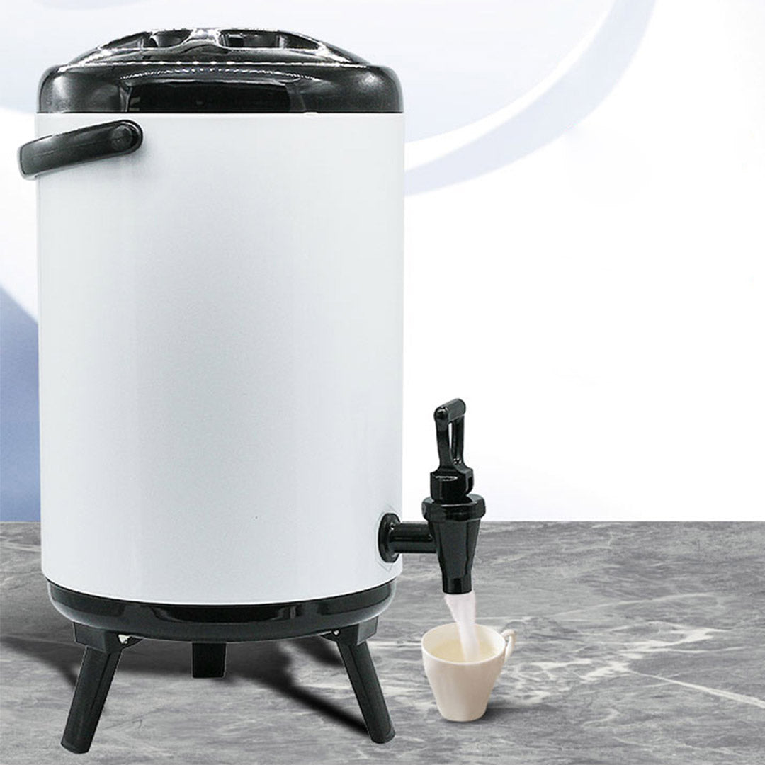 16L Stainless Steel Milk Tea Barrel with Faucet White