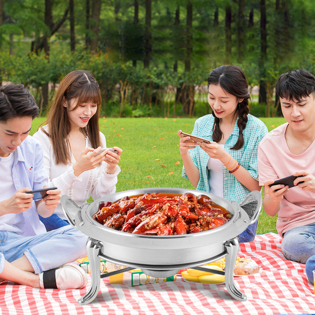 Stainless Steel Round Chafing Dish with Glass Top Lid