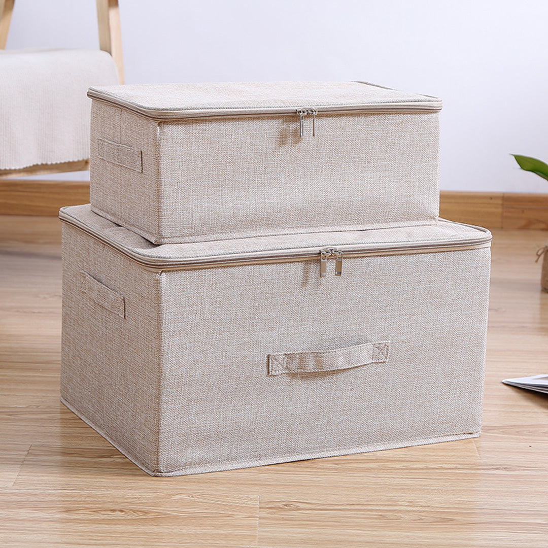 Beige Large Double Zipper Storage Box