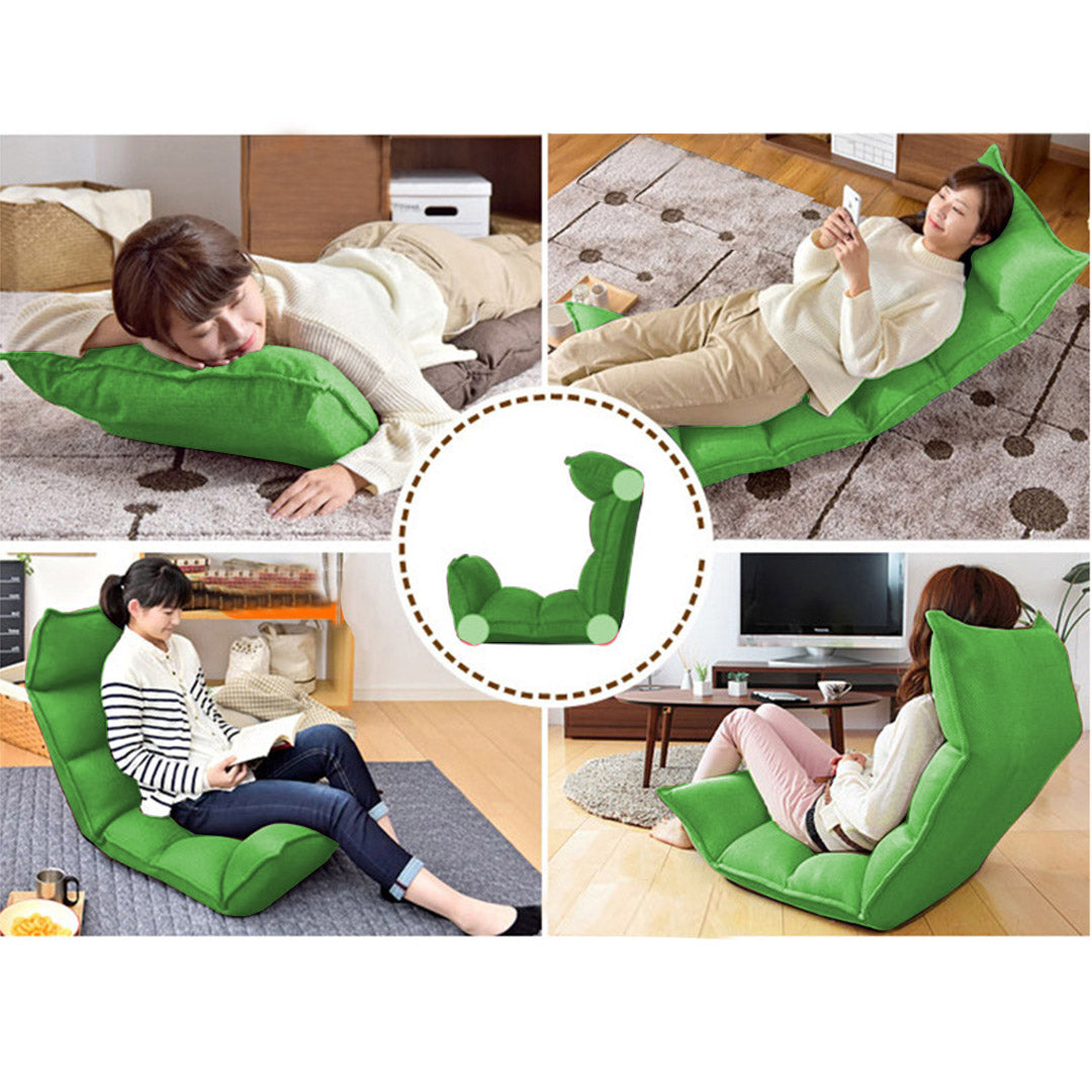 Leather Floor Recliner Lazy Chair Green