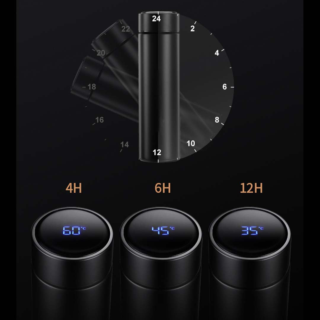 500ML Smart Thermometer Bottle Vacuum Flask Black