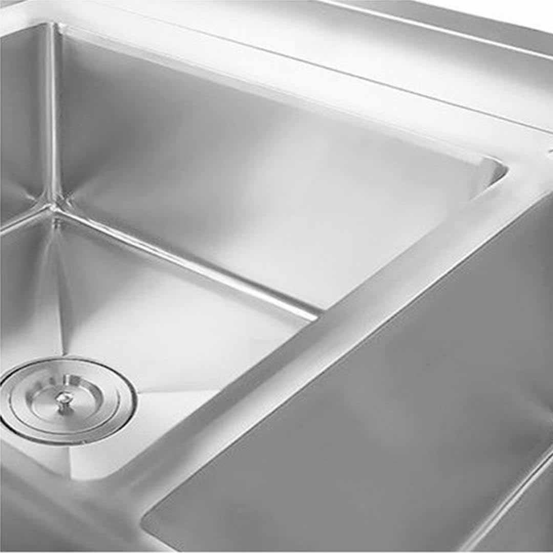 Commercial Stainless Steel Left Dual Sink Work Bench 160*70*85cm