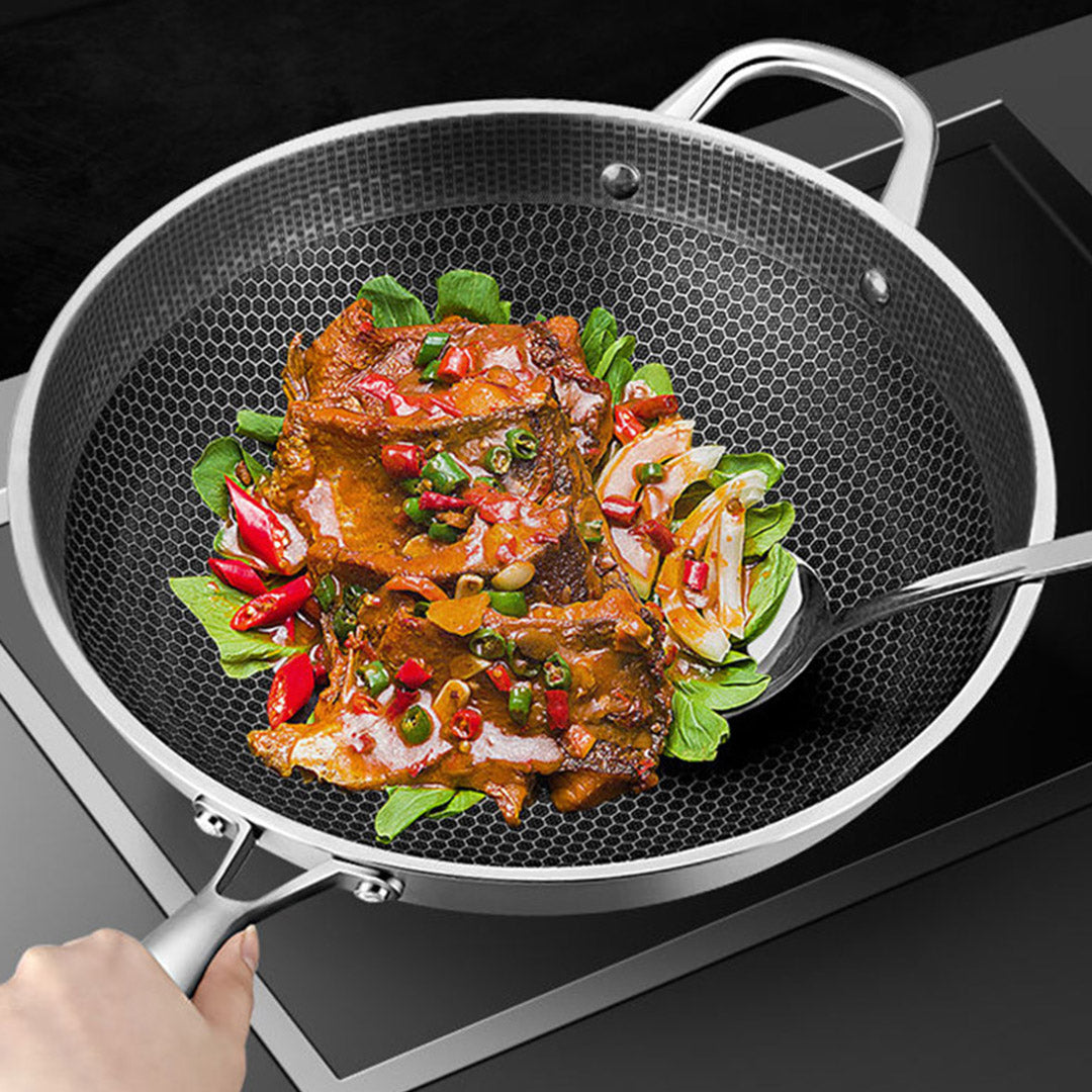 32cm Stainless Steel Frying Pan with Glass Lid