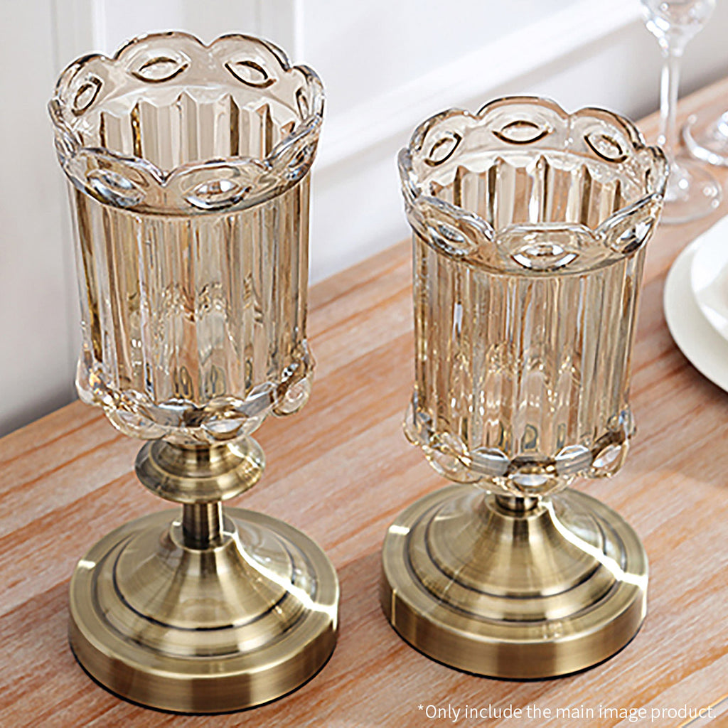 28cm Transparent Glass Vase with Metal Base