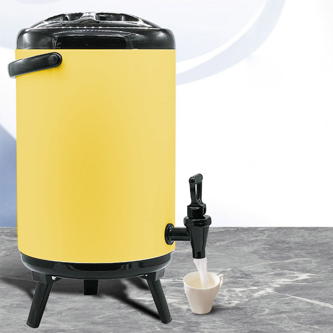 16L Stainless Steel Milk Tea Barrel with Faucet Yellow