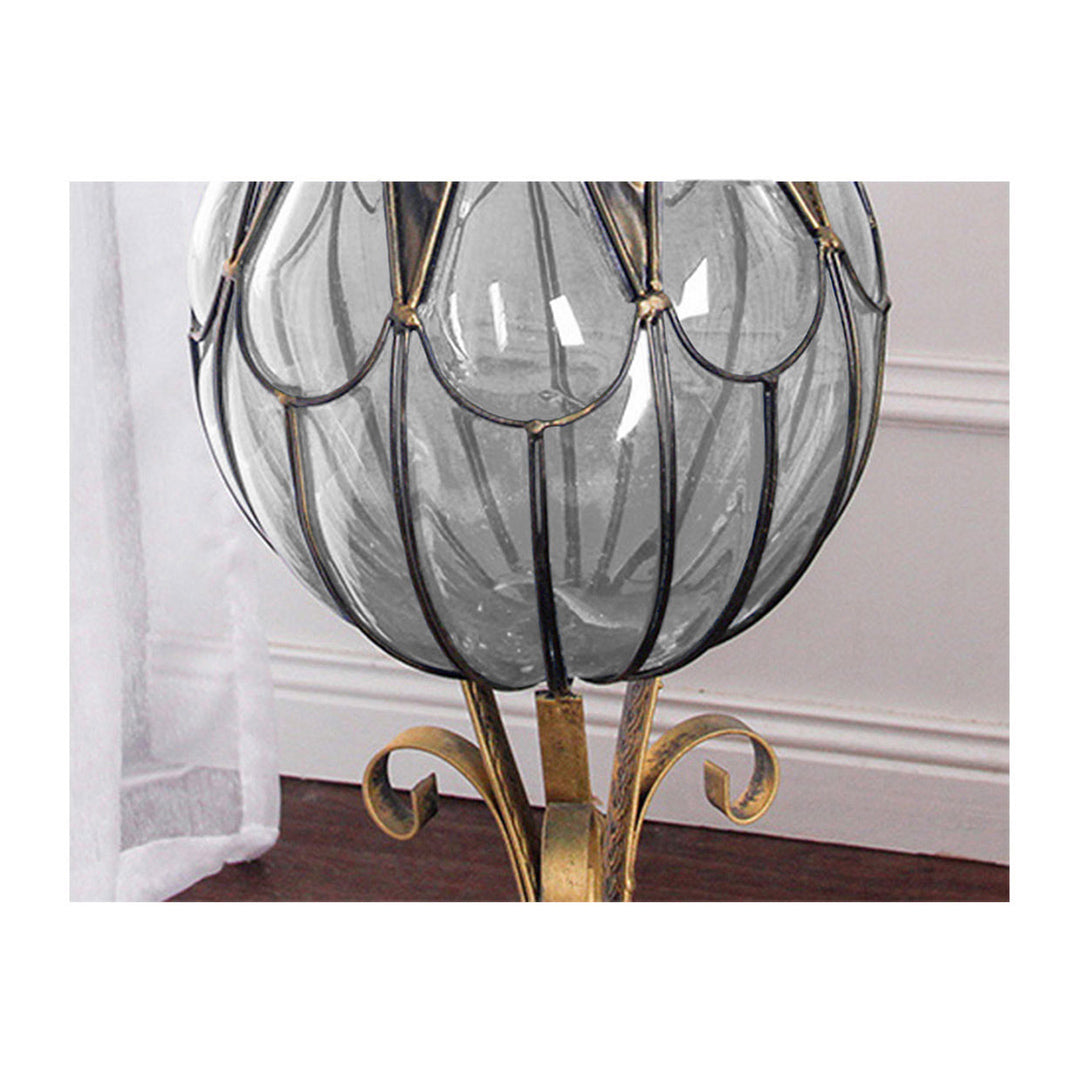 85cm European Clear Glass Floor Flower Vase with Tall Metal Stand