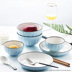 Blue Ceramic Dinnerware Set of 6