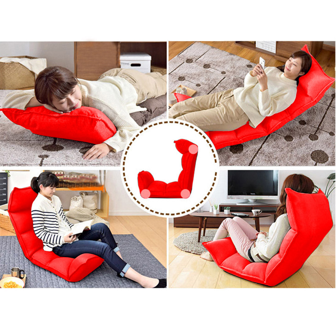 Leather Floor Recliner Lazy Chair Red