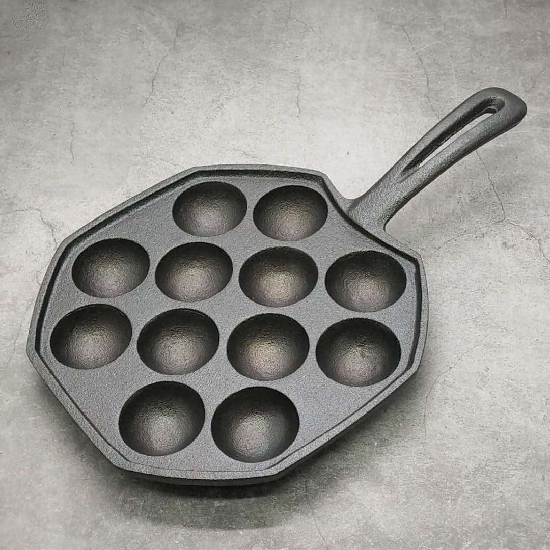 18CM Cast Iron Takoyaki Fry Pan with 12 Mold