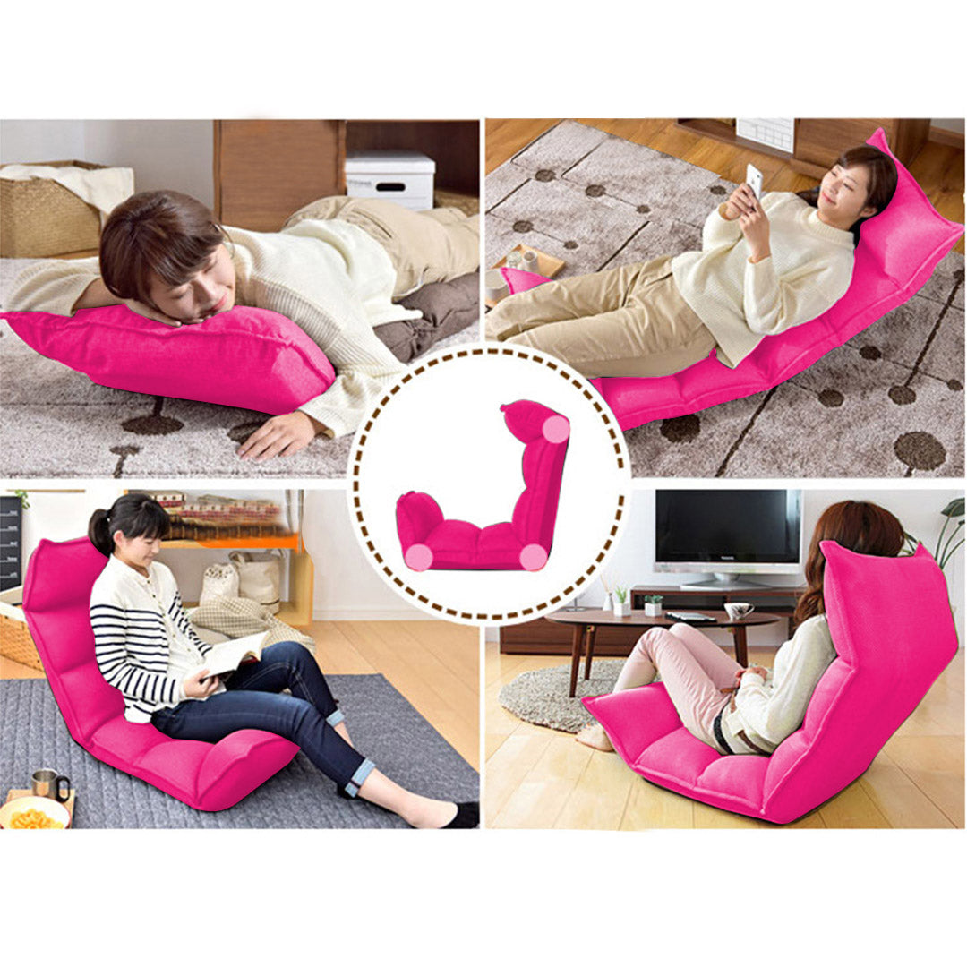 Leather Floor Recliner Lazy Chair Pink