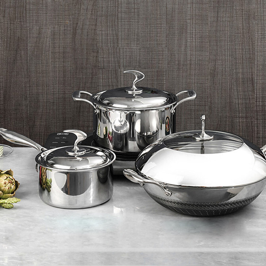 6 Piece Cookware Set Frying Pan, Milk, and Soup Pot with Lid