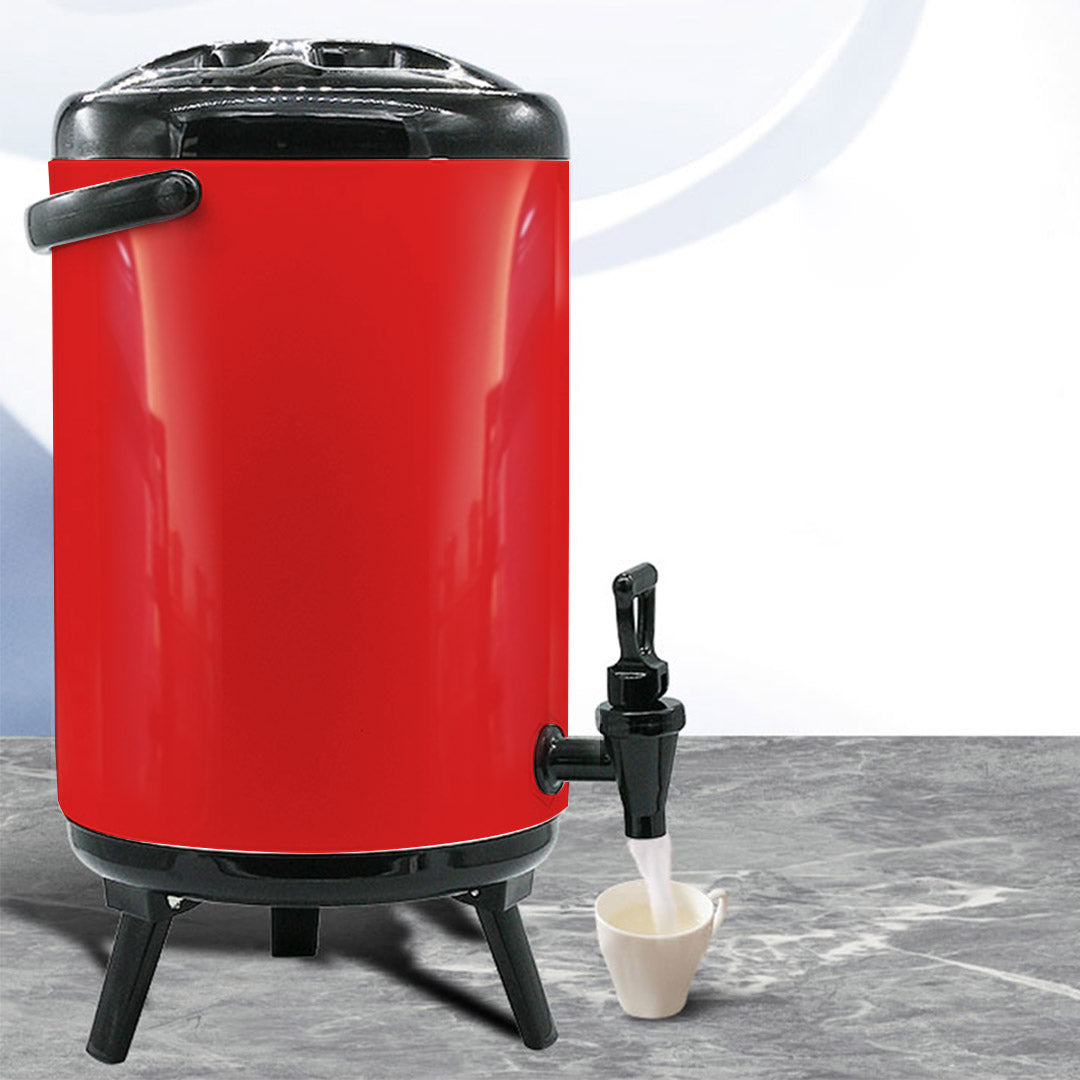 16L Stainless Steel Milk Tea Barrel with Faucet Red