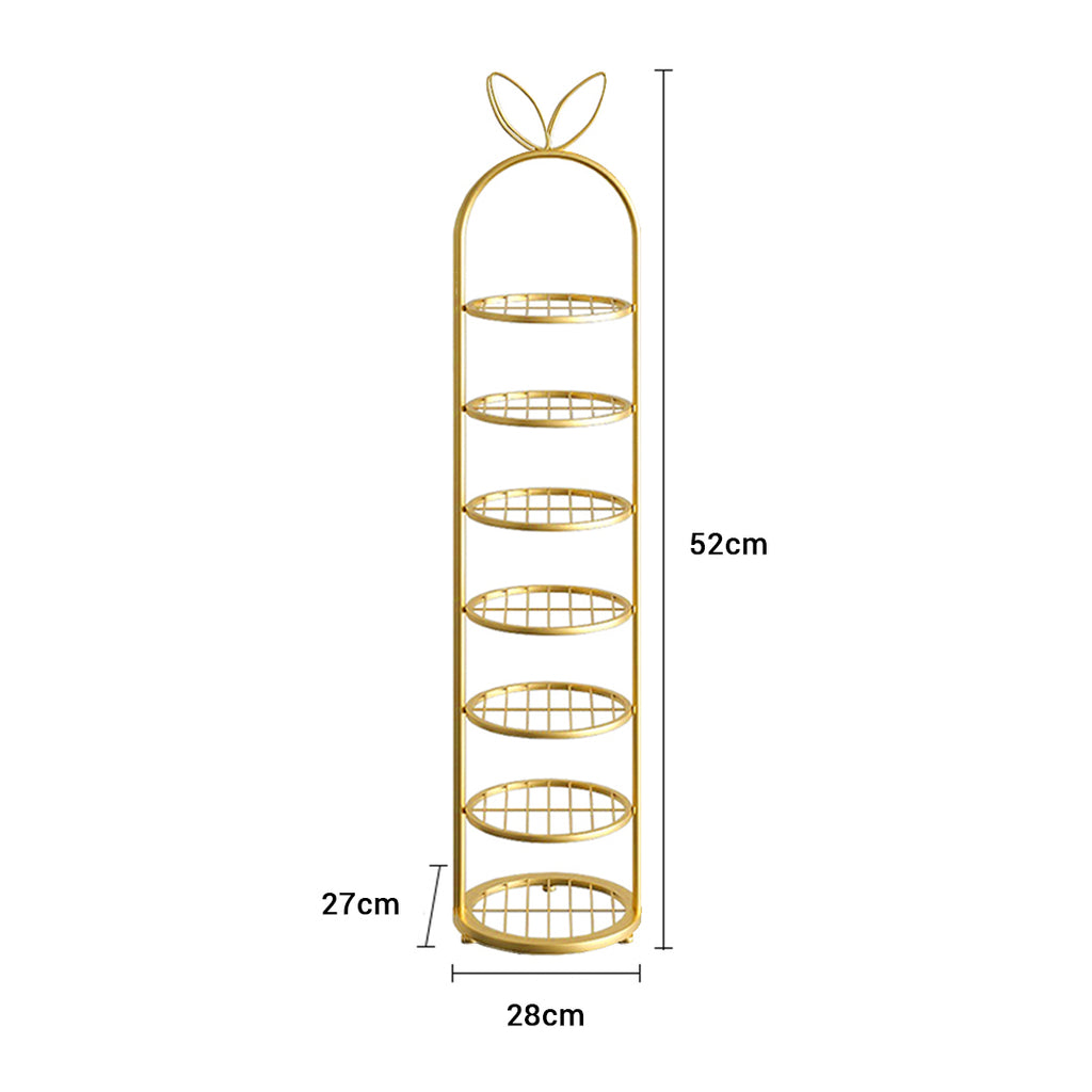 7 Tier Bunny Ears Shape Gold Plated Metal Shoe Rack Organiser