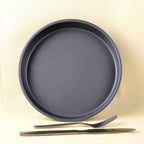 Round Black Steel Pizza Tray Set
