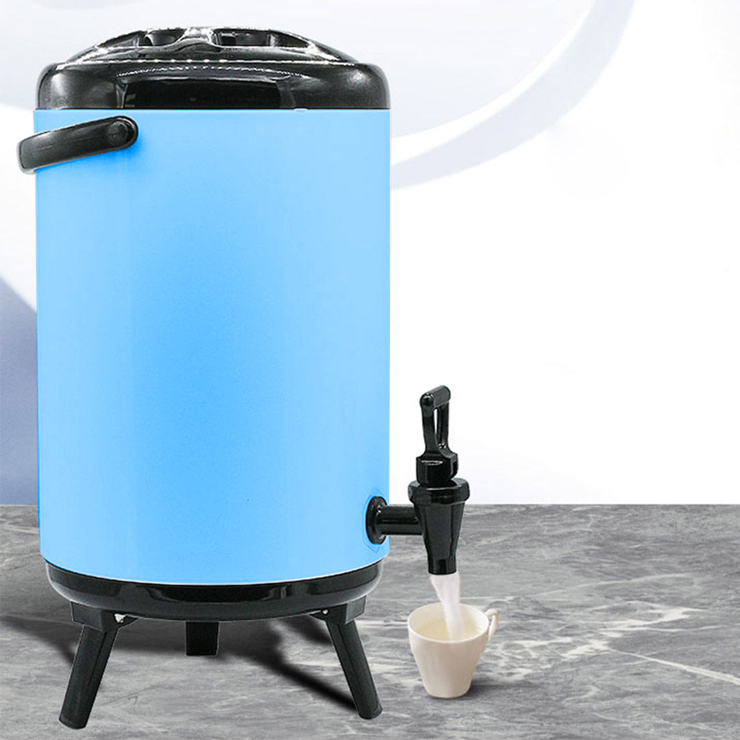 8L Stainless Steel Milk Tea Barrel with Faucet Blue