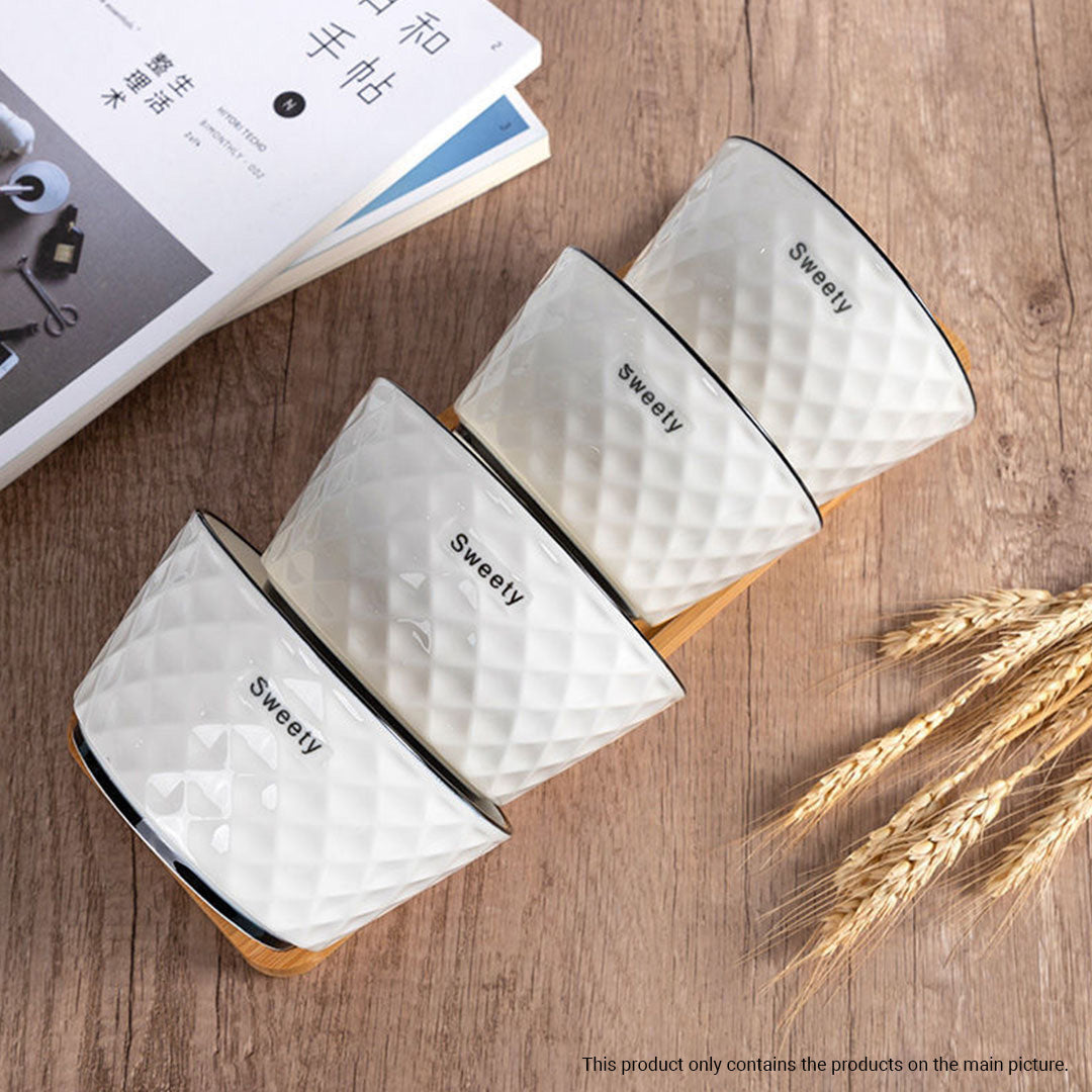 Diamond Pattern Ceramic Dinnerware Set of 22