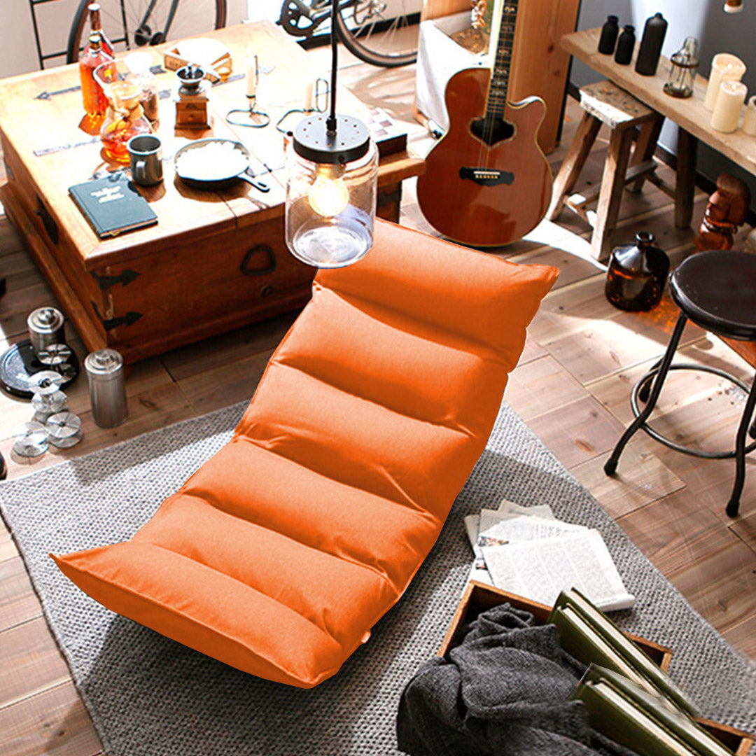Leather Floor Recliner Lazy Chair Orange