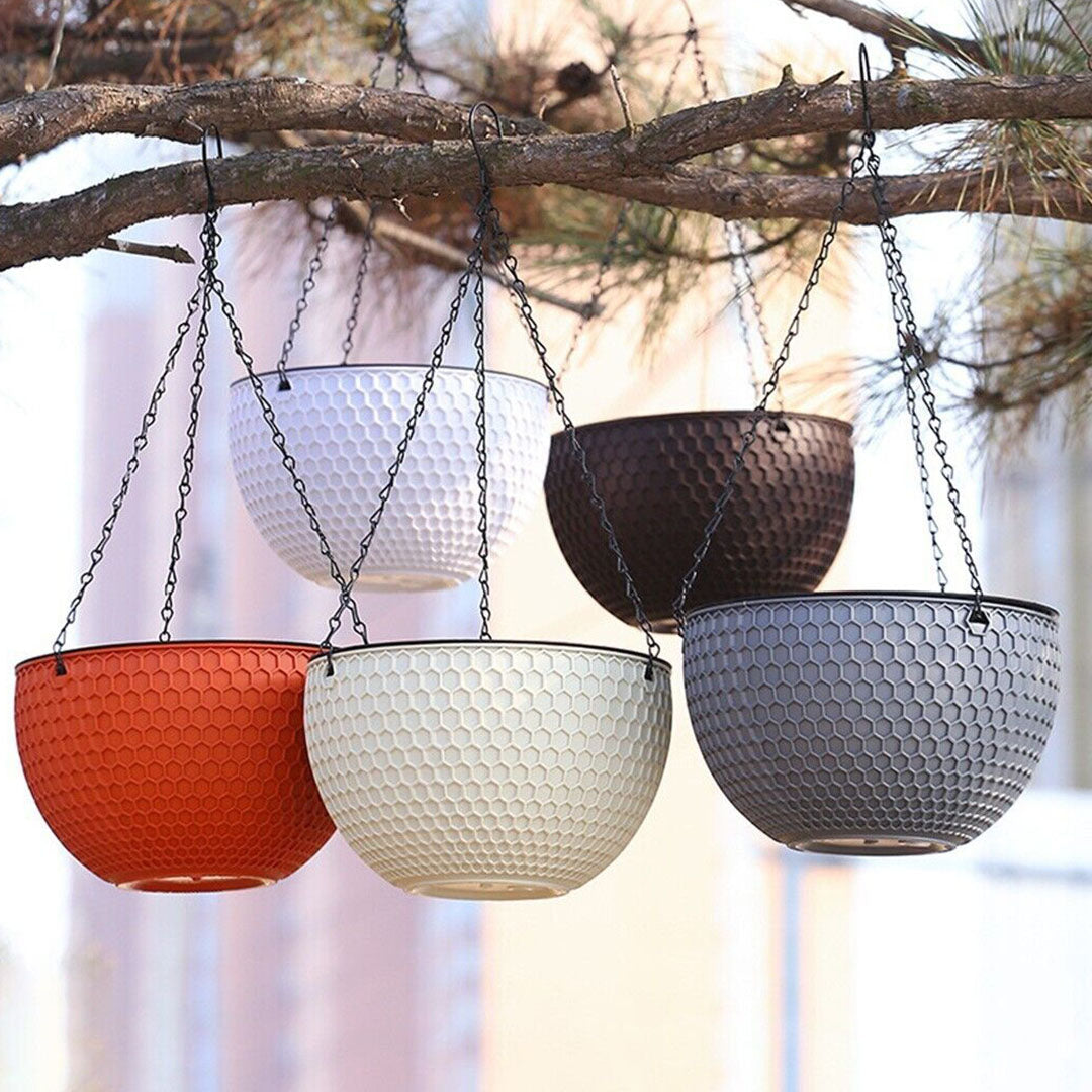 White Medium Hanging Flower Pot