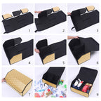 Leather Car Boot Foldable Trunk Cargo Organizer Box Beige/Gold Stitch Large