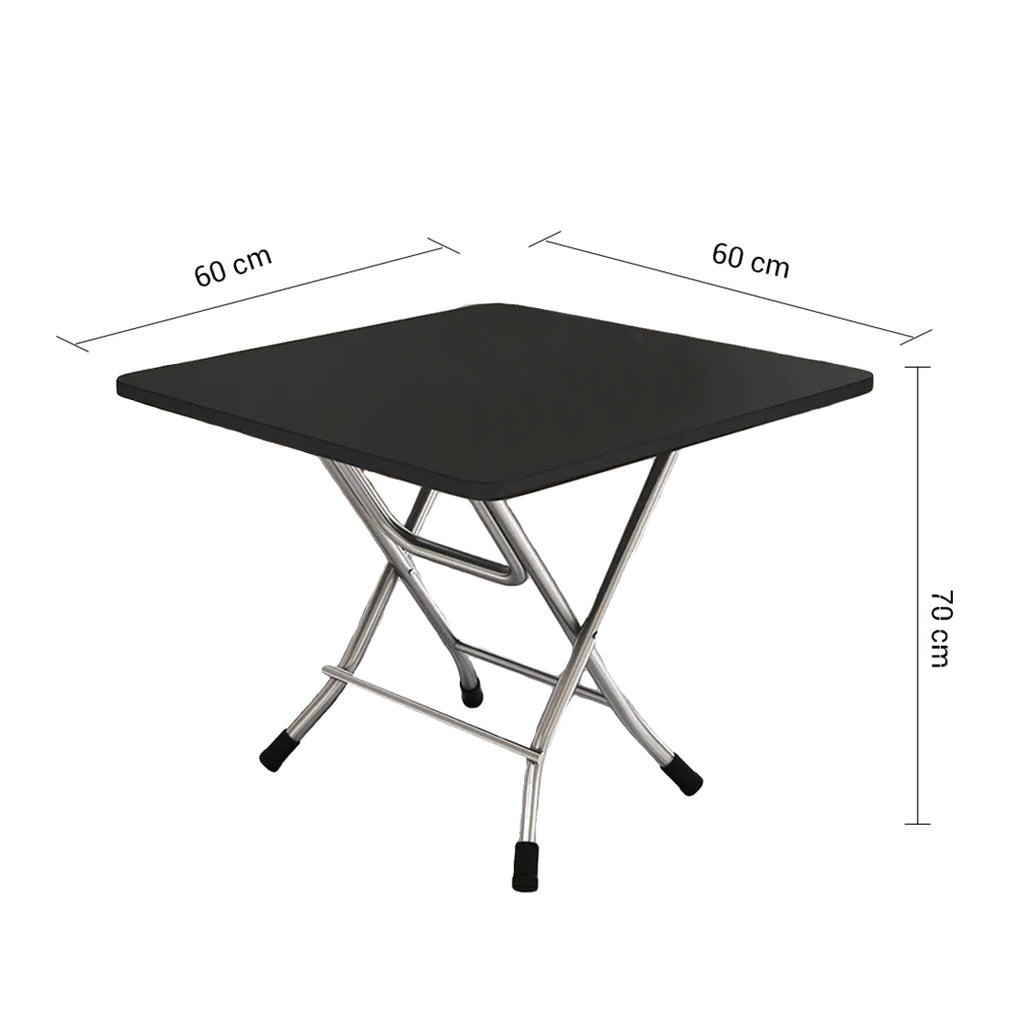 Black Foldable Portable Standing Legs Square Table