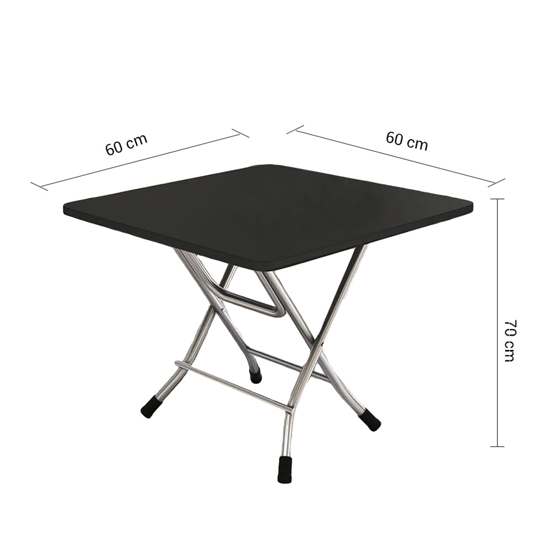 Black Foldable Portable Standing Legs Square Table