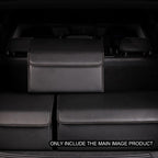 Leather Car Boot Foldable Trunk Cargo Organizer Box Black Small