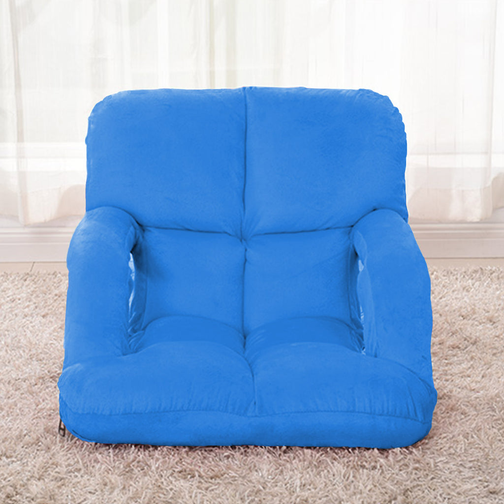Foldable Floor Recliner Lazy Chair with Armrest Blue