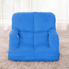Foldable Floor Recliner Lazy Chair with Armrest Blue