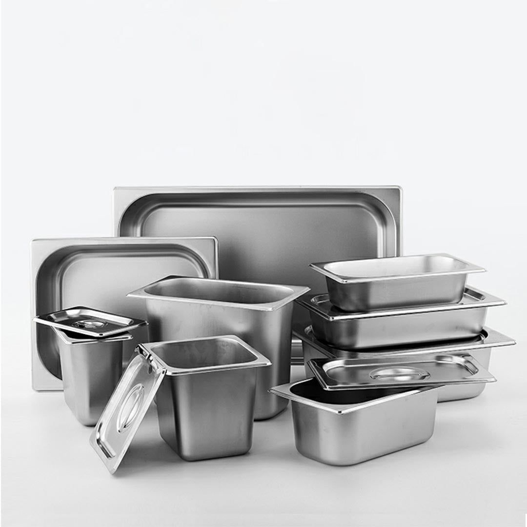 Gastronorm GN Pan Full Size 1/3 GN Pan 10cm Deep Stainless Steel Tray with Lid