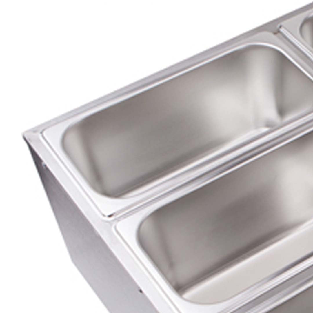 Stainless Steel 6 X 1/3 GN Pan Electric Bain-Marie Food Warmer with Lid