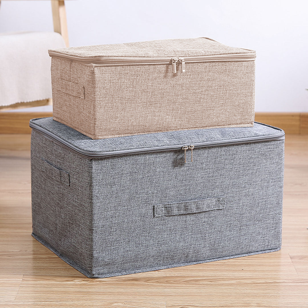 Beige Small Double Zipper Storage Box