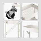 3 Tier Steel White Foldable Kitchen Cart