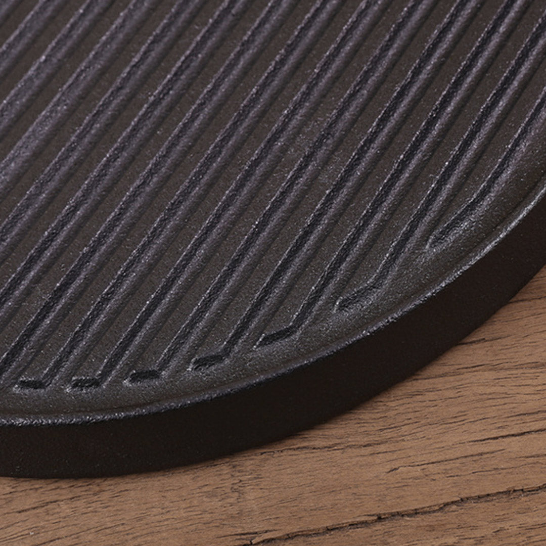 30cm Round Cast Iron Ribbed Pan