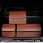 Leather Car Boot Foldable Trunk Cargo Organizer Box Coffee Small