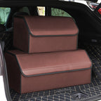 Leather Car Boot Foldable Trunk Cargo Organizer Box Coffee Large