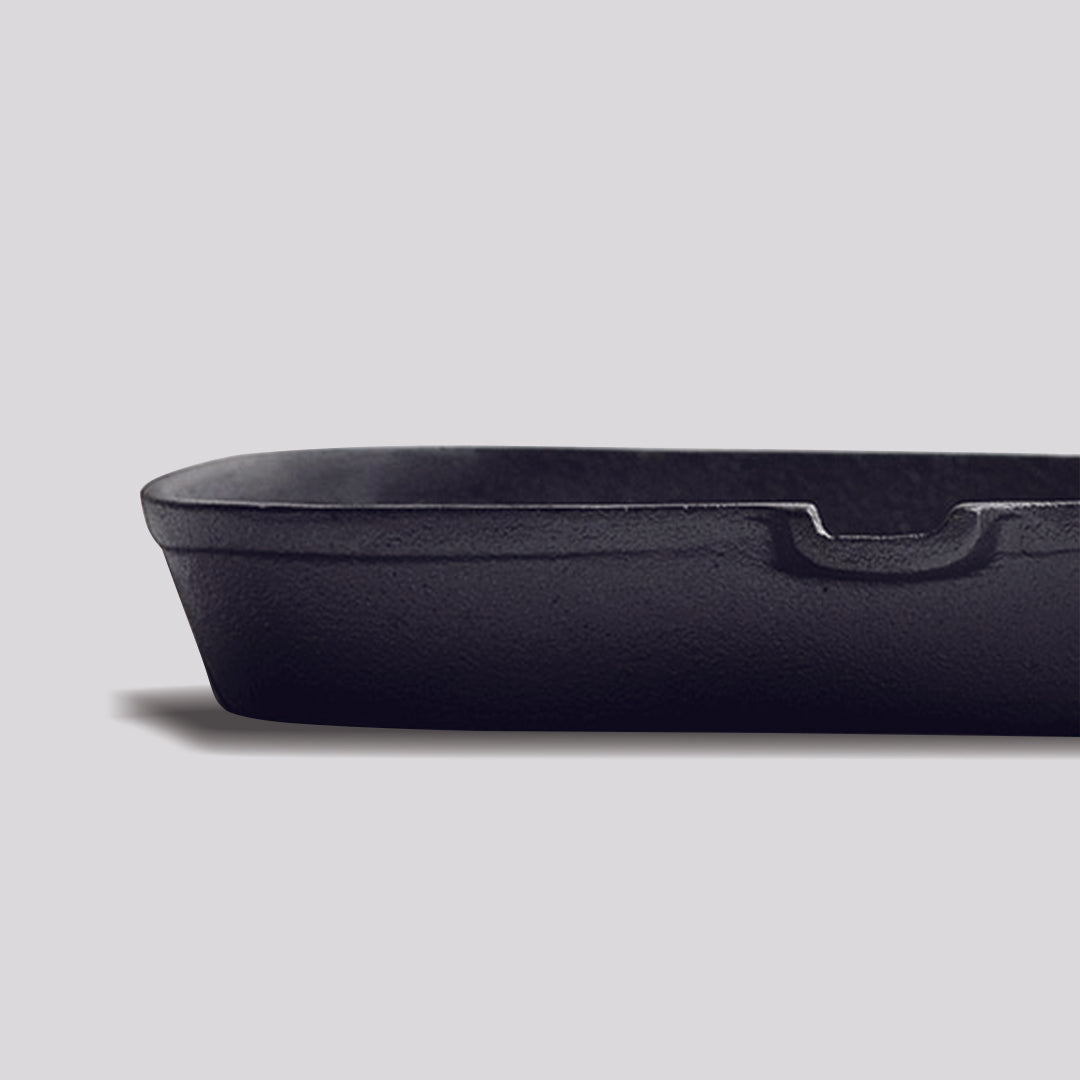 SOGA 23.5cm Square Ribbed Cast Iron Frying Pan with Handle