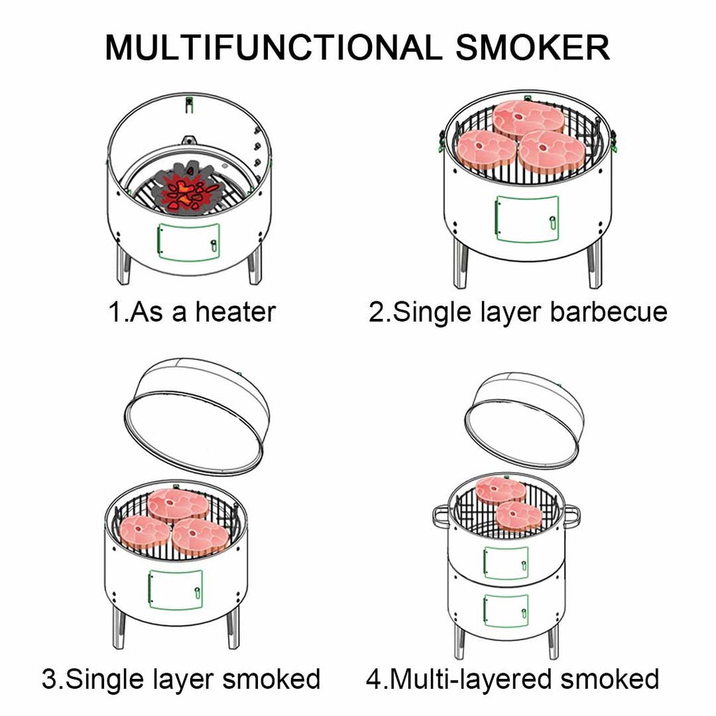 3 in 1 Outdoor Charcoal BBQ Grill