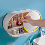 39cm Oval Wall-Mounted Mirror Storage Box