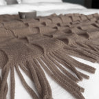 Coffee Textured Knitted Throw Blanket