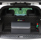 Leather Car Boot Foldable Trunk Cargo Organizer Box Black Medium