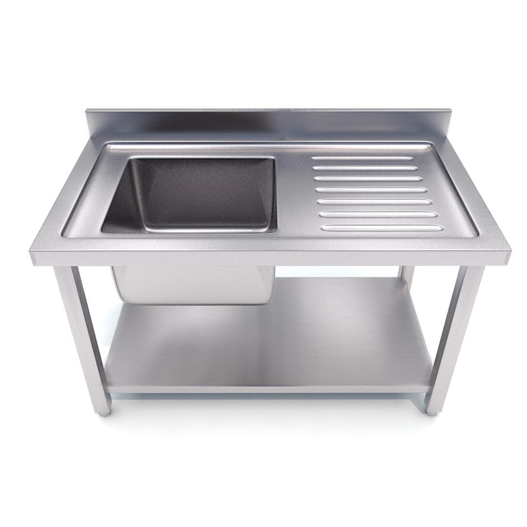Commercial Stainless Steel Left Single Sink Work Bench 120*70*85cm