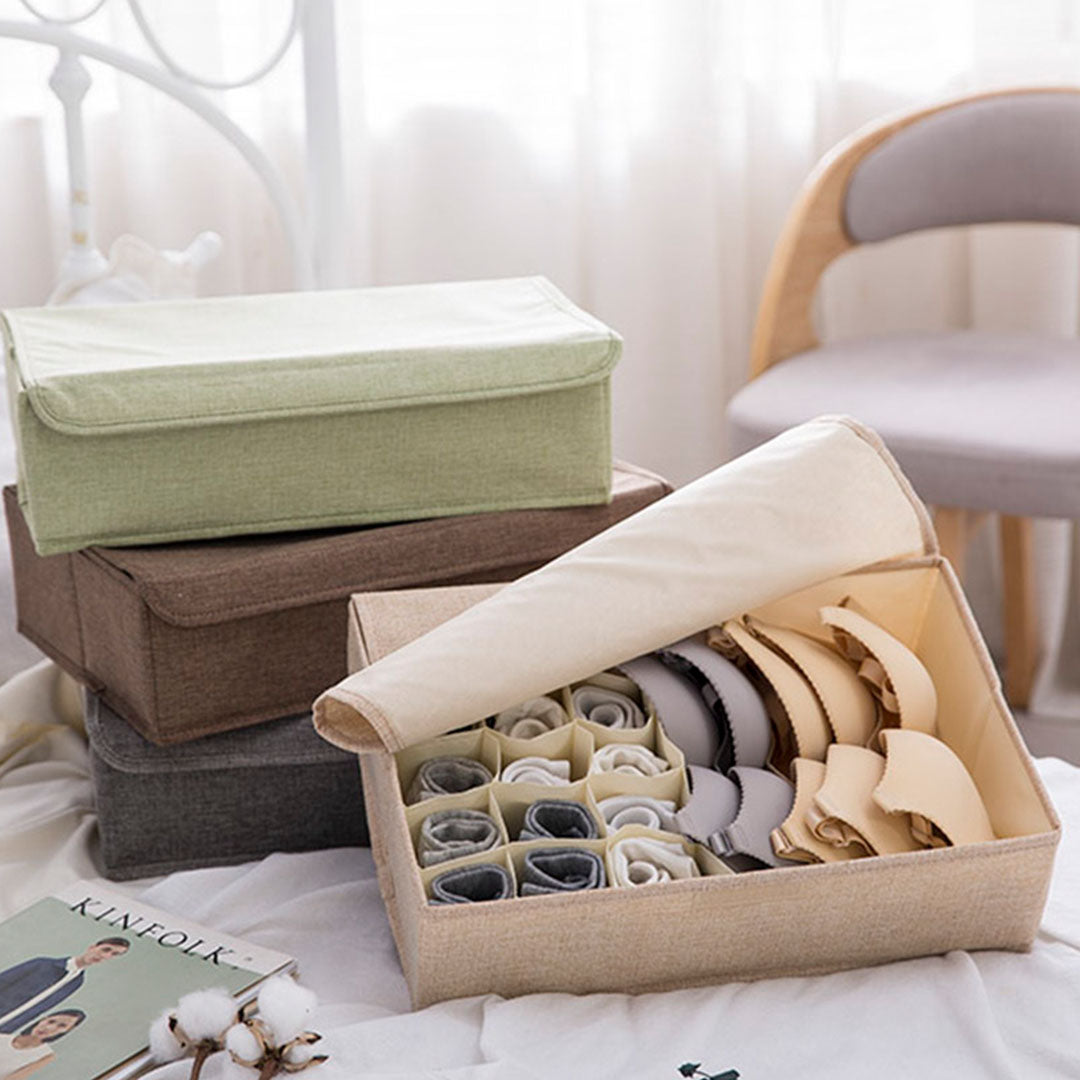 SOGA Beige Flip Top Underwear Storage Box