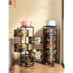 5 Tier Steel Round Rotating Kitchen Cart