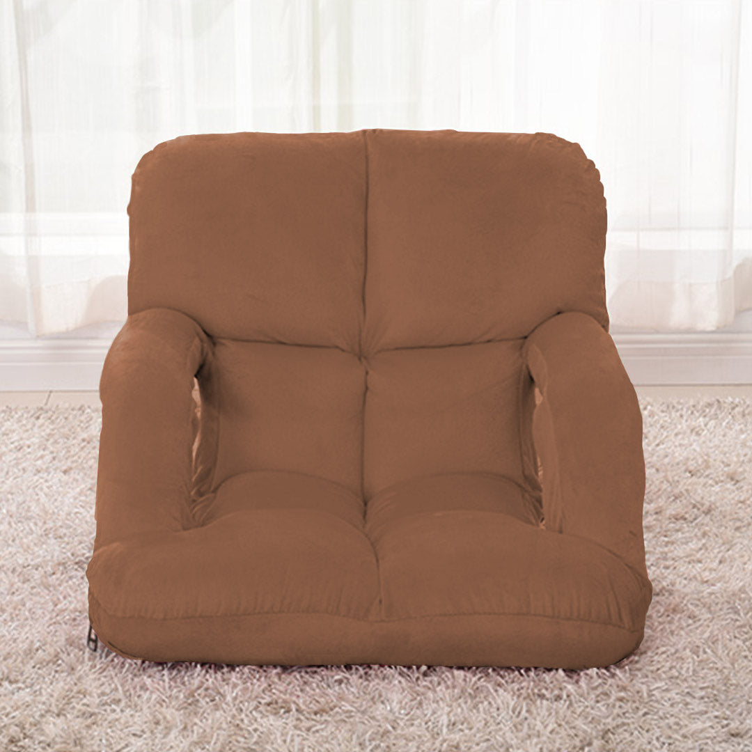 Foldable Floor Recliner Lazy Chair with Armrest Coffee