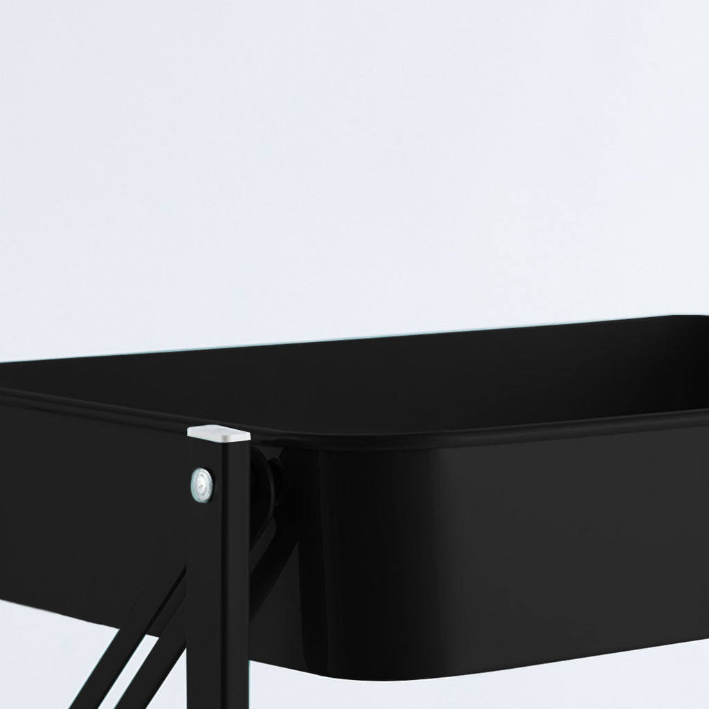 3 Tier Steel Black Foldable Kitchen Cart