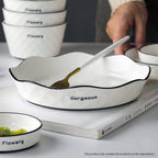 Diamond Pattern Ceramic Dinnerware Set of 22