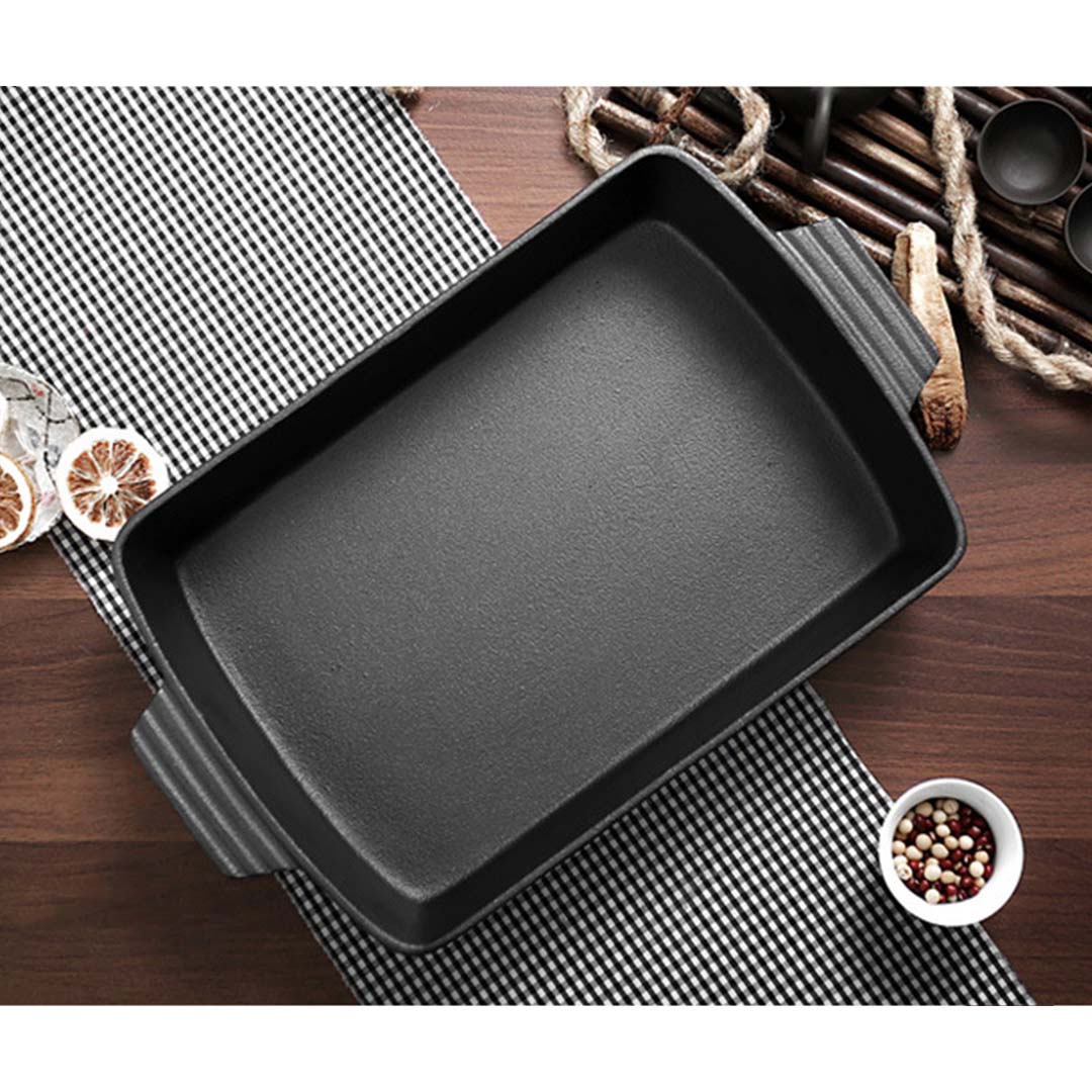 33cm Cast Iron Baking Roasting Dish Pan
